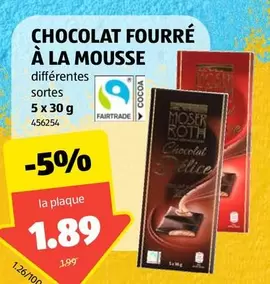 CHOCOLAT FOURRÉ À LA MOUSSE