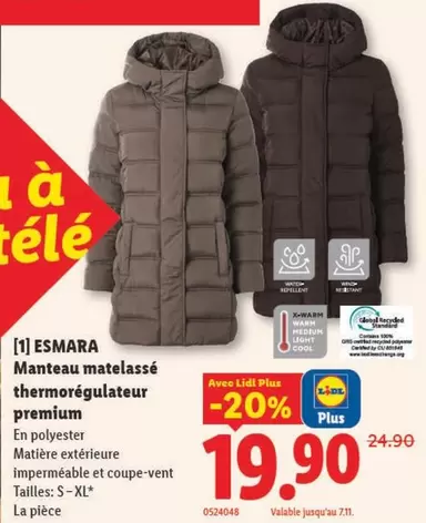 Manteau matelassé thermorégulateur premium