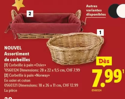 Corbeille à pain "Osler" 0560324 or Corbeille à pain "Norway" 0560321