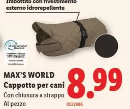 Cappotto per cani con chiusura a strappo