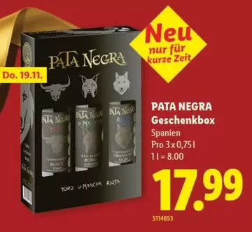 PATA NEGRA Geschenkbox Spanien Pro 3x0,75l 1l=8,00