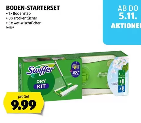 Swiffer - BODEN-STARTERSET 1x Bodenstab, 8x Trockentücher, 3x Wet-Wischtücher 760269