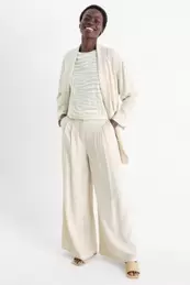 Business trousers with linen content - high waist - relaxed fit