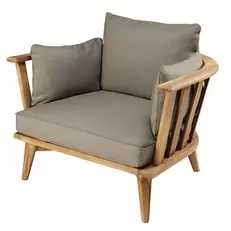 Noumea - Fauteuil de jardin en acacia massif et coussins taupe