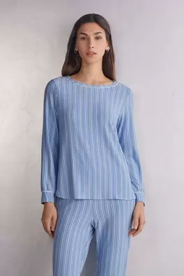 Shirt aus Modal mit U-Boot-Ausschnitt Oxford Strip...