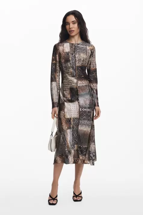 Fließendes Kleid mit Animal-Print
