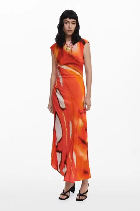 Drapiertes langes Kleid