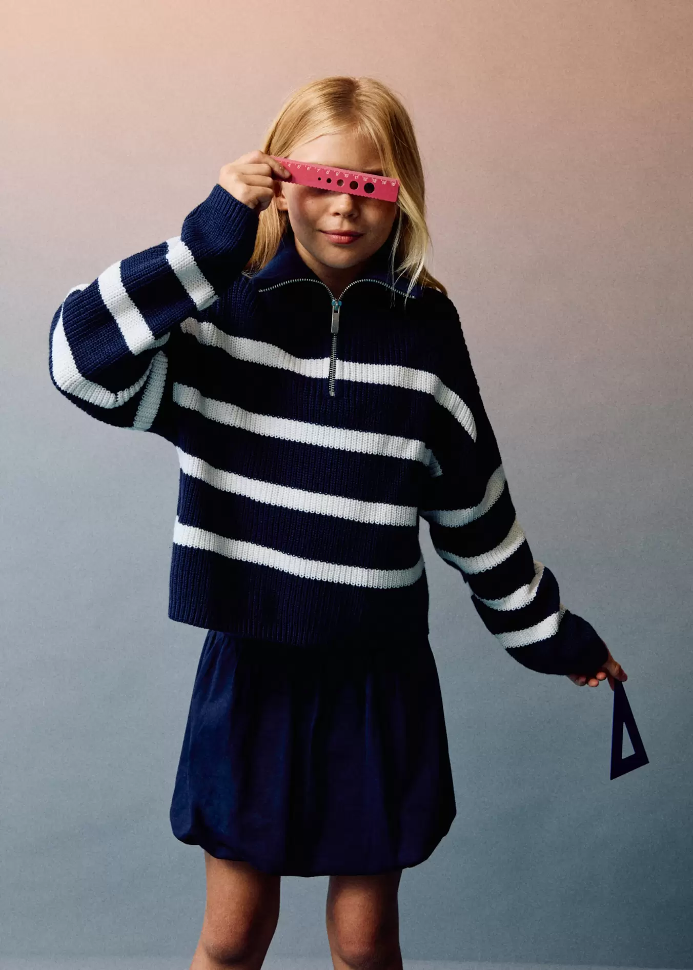 Strickpullover mit halbhohem Kragen