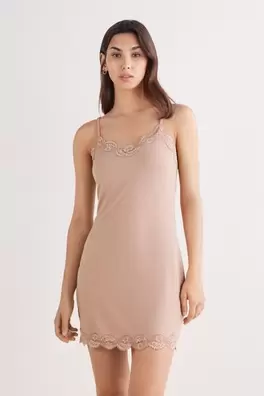 Geripptes Unterkleid mit Spitze Your Everyday Wear