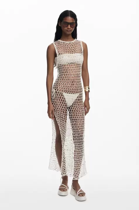 Wickelkleid mit Netzapplikationen