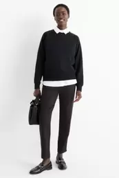 Jersey trousers - high waist - slim fit