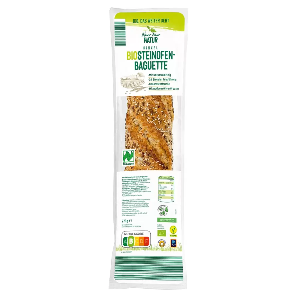 NUR NUR NATUR BIO Steinofen-Baguette, Dinkel
