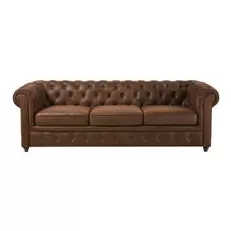 Chesterfield - Canapé convertible capitonné 3 places en suédine marron