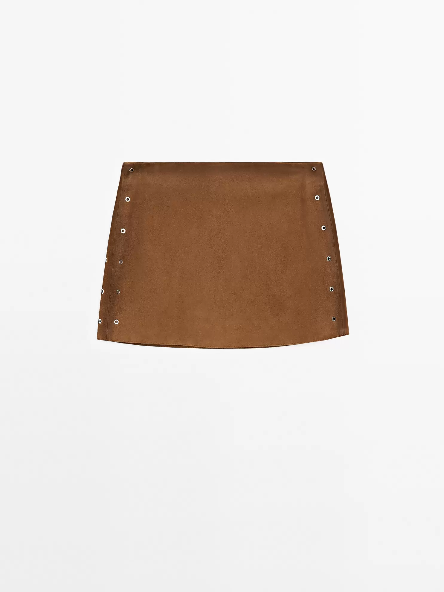Minirock aus Leder und Wildleder mit Eyelets