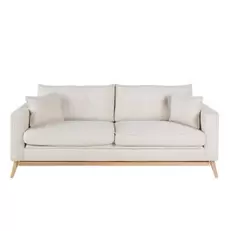 Brooke - Canapé style scandinave 3 places en velours côtelé beige