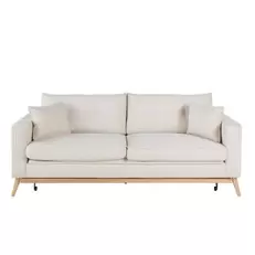 Brooke - Canapé convertible style scandinave 3 places en velours côtelé beige