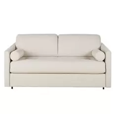 Wael - Canapé convertible 2/3 places en textile tramé beige, matelas 18 cm