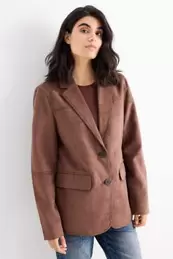 Long blazer - regular fit - faux suede
