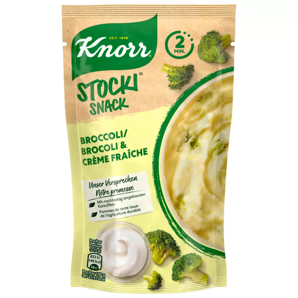 KNORR Stocki Snack Beutel, Brokkoli mit Crème Frâiche