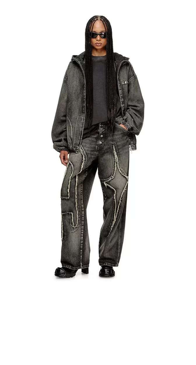 Kapuzejacke aus verwaschenem Denim