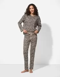 Pyjamahose - Leopardenmuster - beige