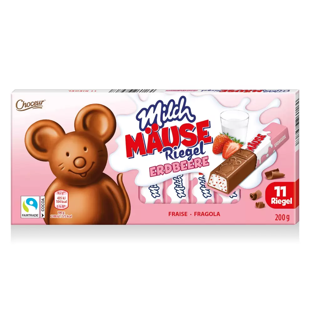 CHOCEUR Milch Mäuse Riegel, Erdbeere