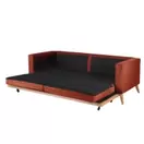 Brooke - Canapé convertible style scandinave 3 places en velours côtelé orange écureuil