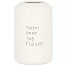 Vase en dolomite écrue "Merci pour les fleurs" H24