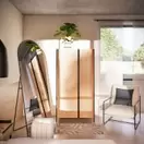 MAXANDRE - Grand miroir arche sur pied noir 80x200
