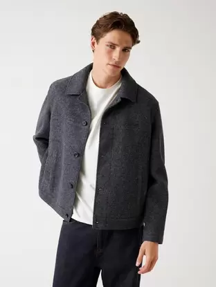 Tweed-Hemdjacke Wollmix
