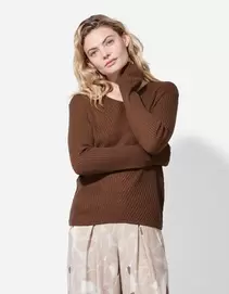 Strickpullover - einfarbig - braun