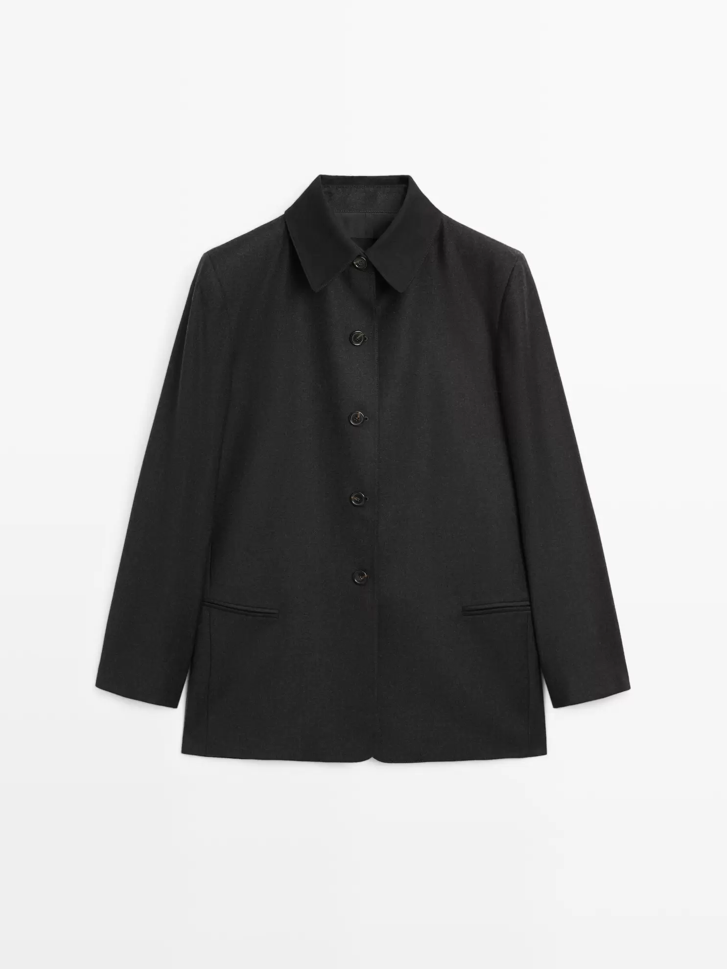 Contrast collar short coat