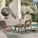 MARACANA - Statue de jardin bouddha grise blanchie H158