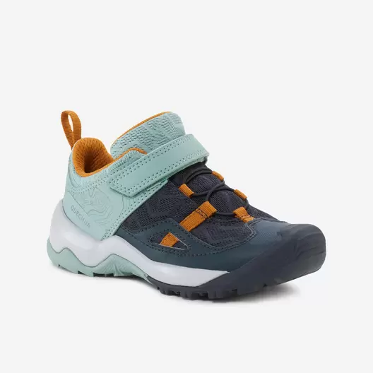 Chaussures de randonnée enfant à scratch Crossrock vert gris du 24 AU 34