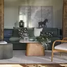 Clio - Canapé convertible 2/3 places en tissu recyclé vert kaki