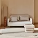 Nia - Canapé clic-clac avec accoudoirs 2/3 places à bouclettes écrues