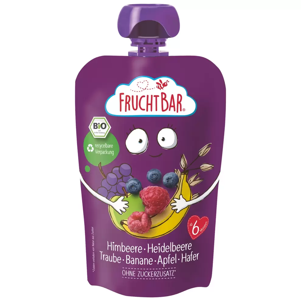 FRUCHTBAR Bio-Frucht, Himbeer-Traube-Banane
