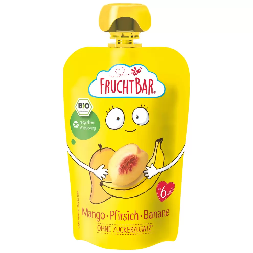 FRUCHTBAR Bio-Frucht, Mango-Pfirsich-Banane