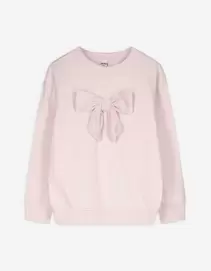 Sweatshirt - Schleifenapplikation - rosa