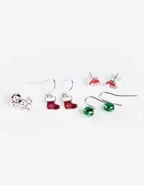 Ohrringe - 4er-Pack - silberfarben