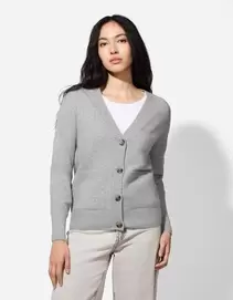 Strickjacke - Aufgesetze Taschen - grau