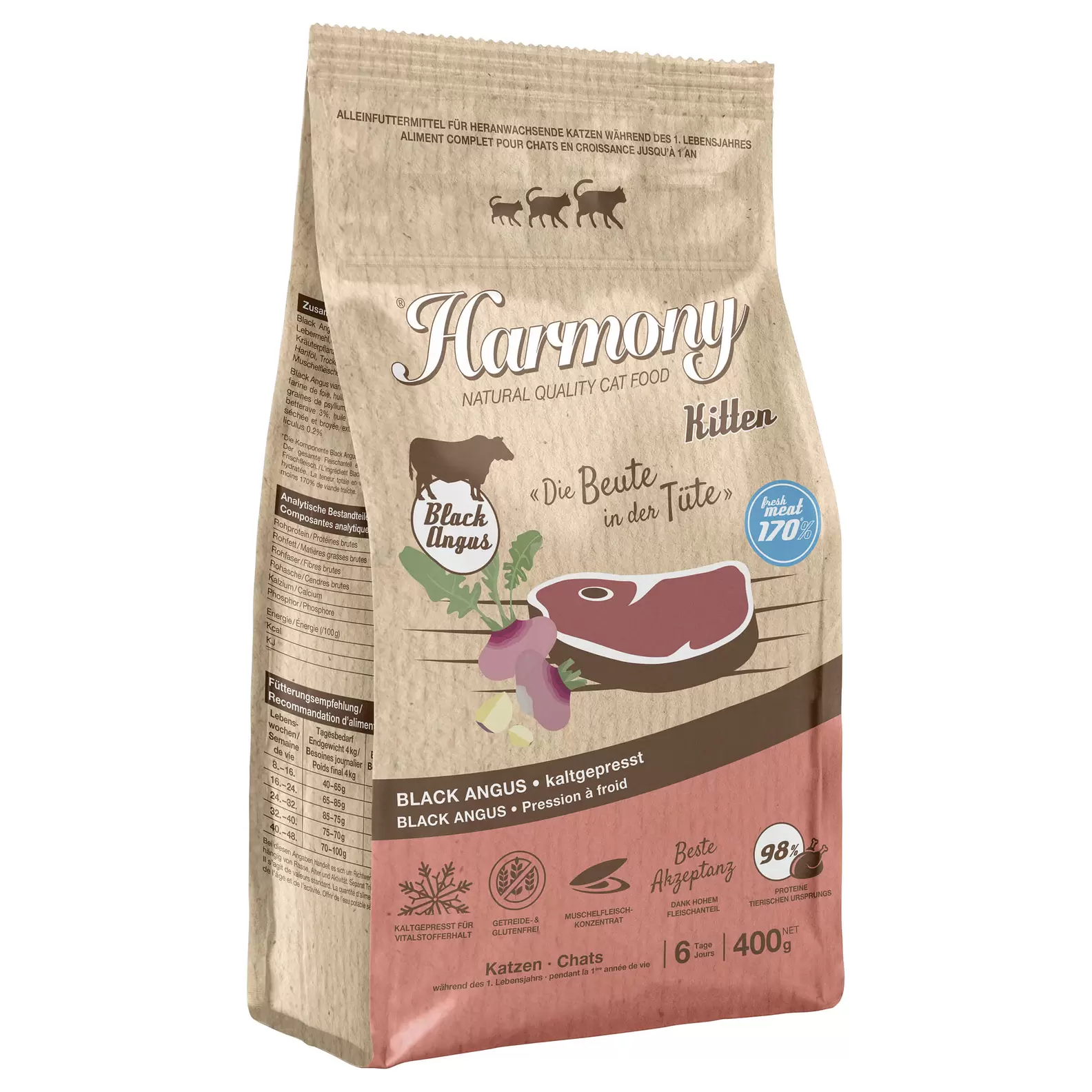 Cat Natural kaltgepresst Kitten Black Angus