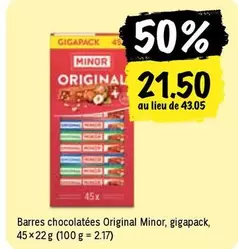 Barres chocolatées Original Minor, gigapack
