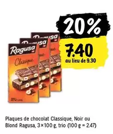 Plaques de chocolat Classique, Noir ou Blond