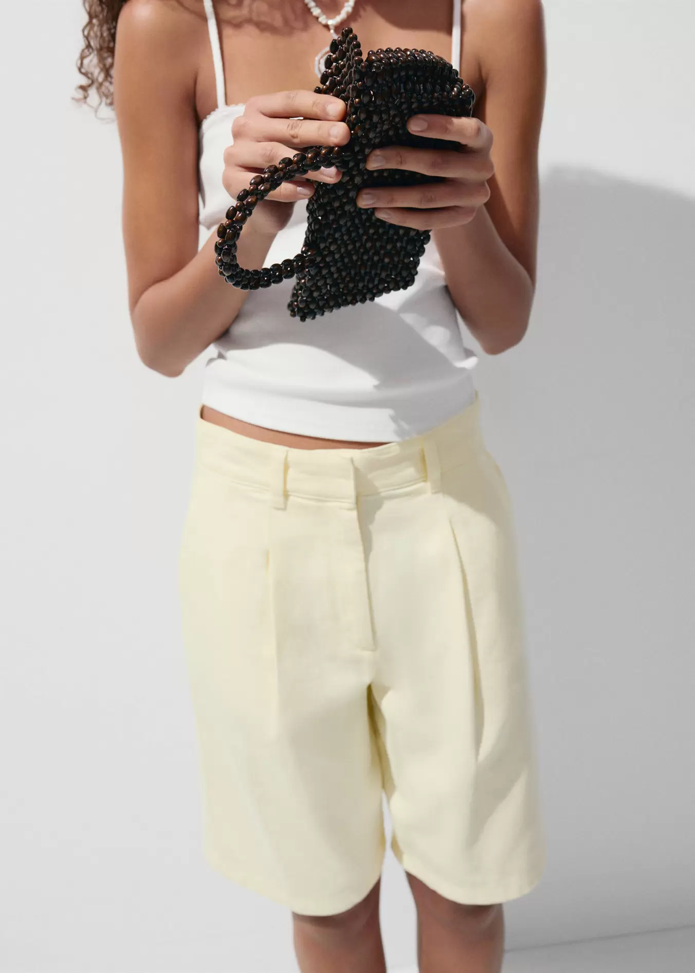 Buckle detail denim shorts