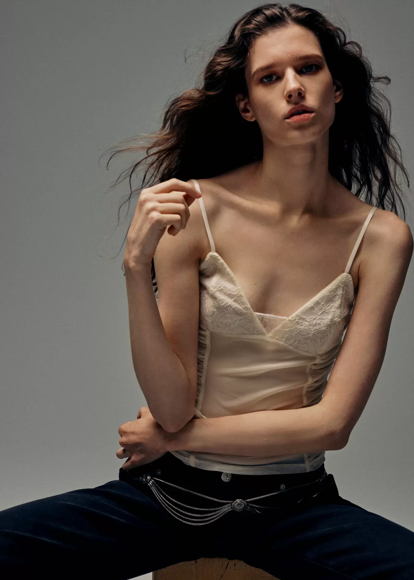 Draped lace top