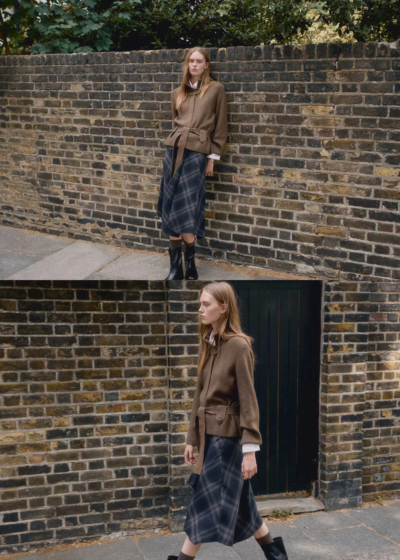 Knitted jacket with belt