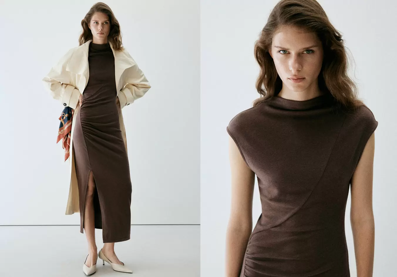 Ruched side knitted dress