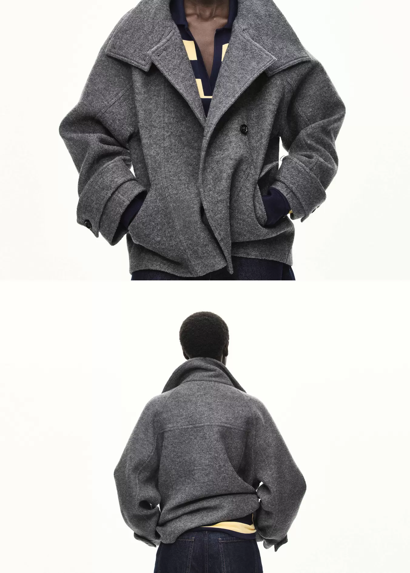 100% wool funnel-neck coat