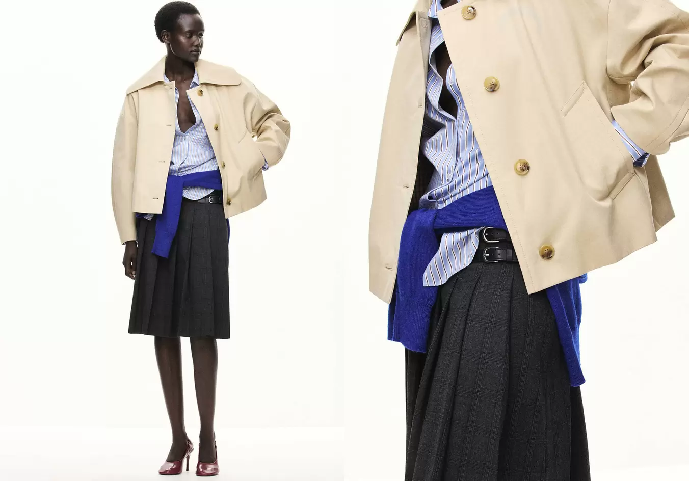 Pleated check skirt